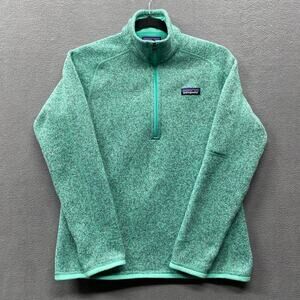 Patagonia Better Sweater Pullover 1/4 Zip Fleece Green Womens M 25617 Mock Neck